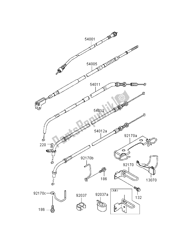 Tutte le parti per il Cavi del Kawasaki EN 500 2000