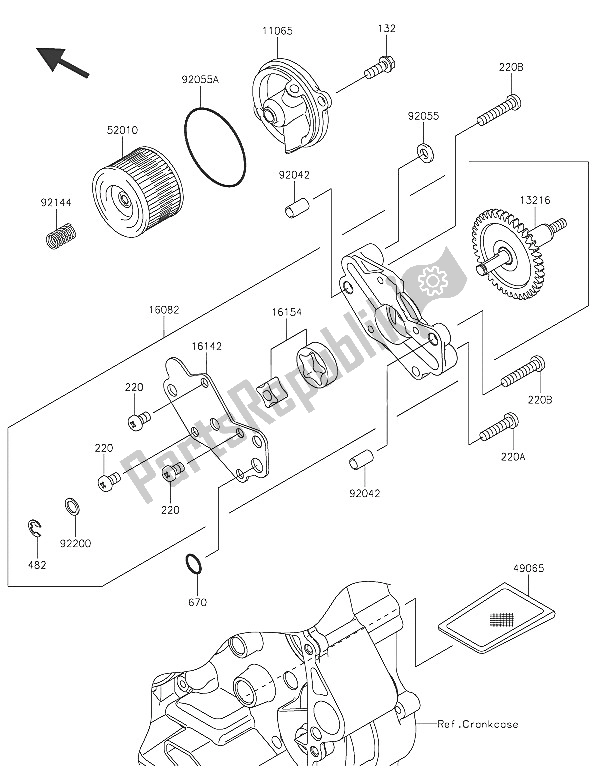 All parts for the Oil Pump of the Kawasaki Ninja 250 SL 2016