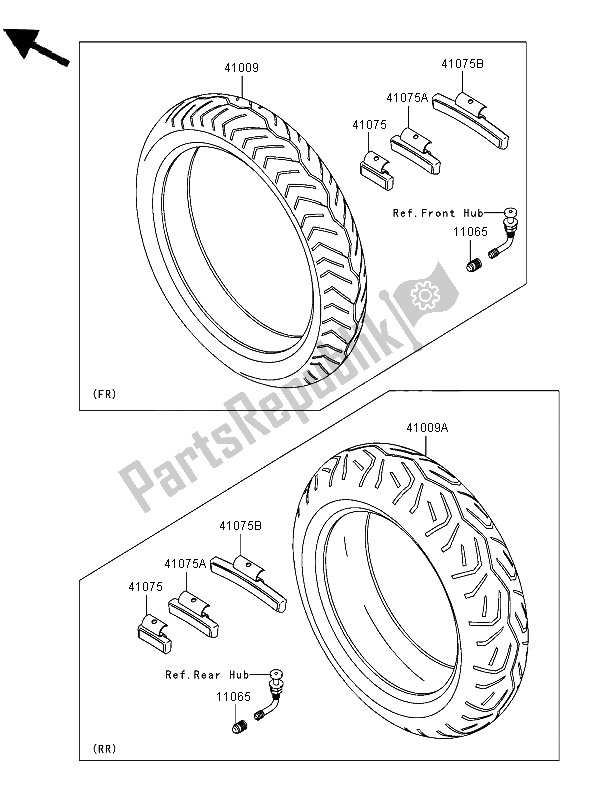 Toutes les pièces pour le Pneus du Kawasaki VN 1600 Classic Tourer 2006