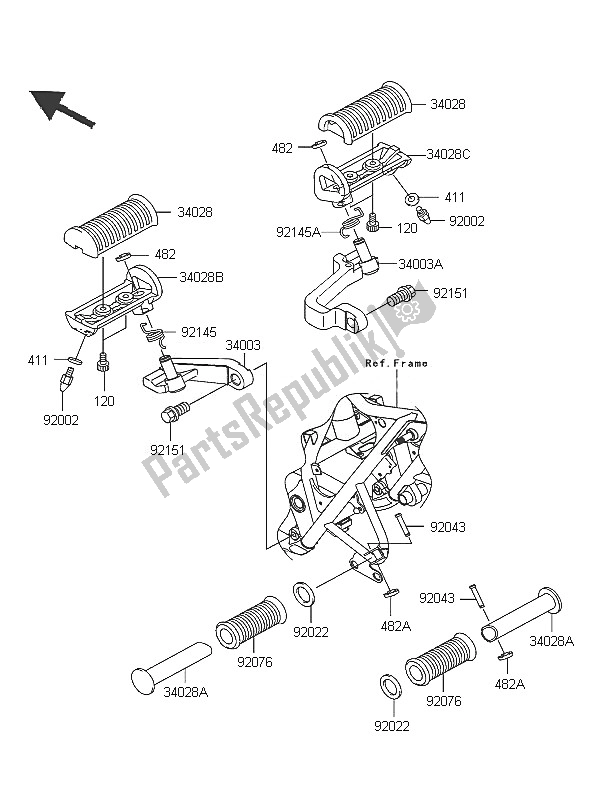 Alle onderdelen voor de Voetsteunen van de Kawasaki W 650 2005