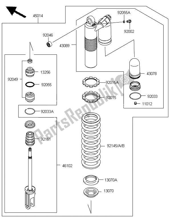 All parts for the Shock Absorber(s) of the Kawasaki KX 450F 2006