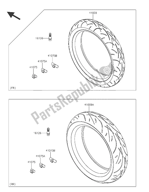 Tutte le parti per il Pneumatici del Kawasaki ER 6F 650 2016