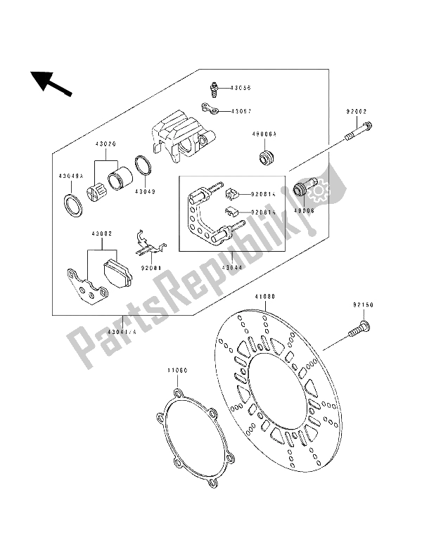 Tutte le parti per il Freno Anteriore del Kawasaki EL 250D 1993