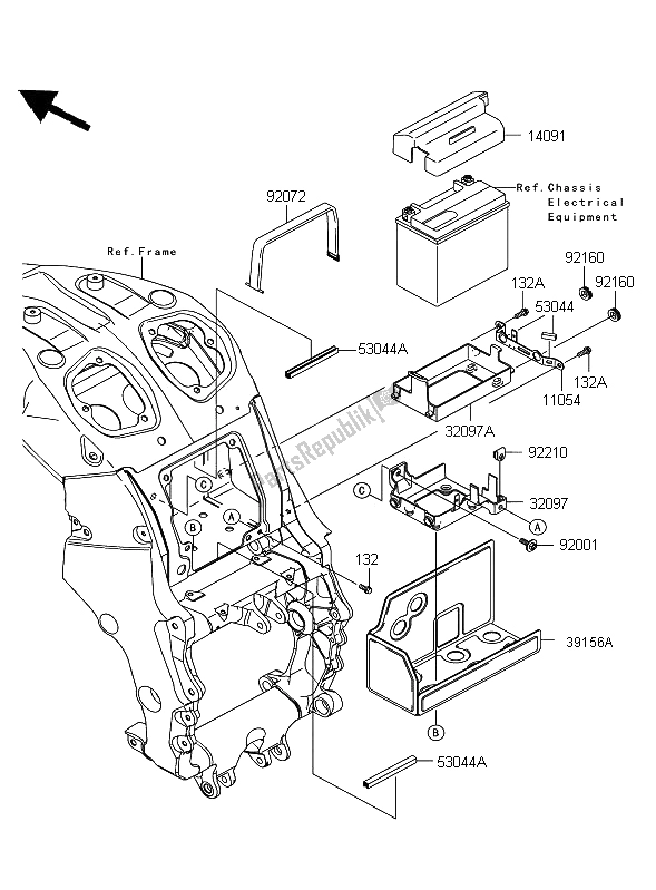 Tutte le parti per il Custodia Della Batteria del Kawasaki ZZR 1400 ABS 2011