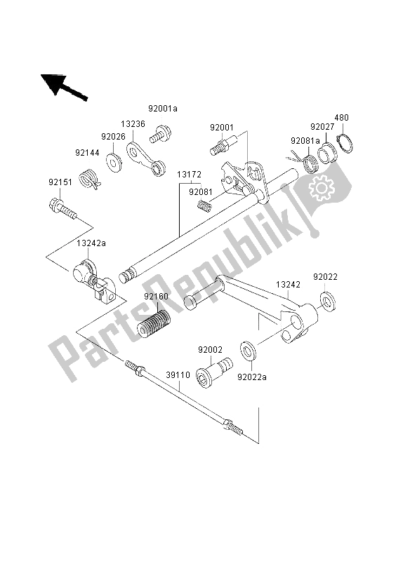 All parts for the Gear Change Mechanism of the Kawasaki ZZR 600 2003