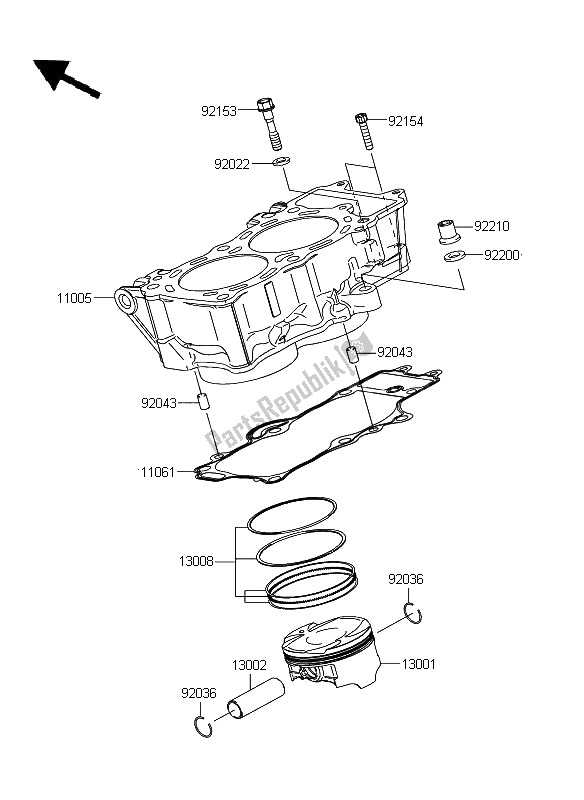 Wszystkie części do Cylinder I T? Ok (y) Kawasaki ER 6N ABS 650 2009