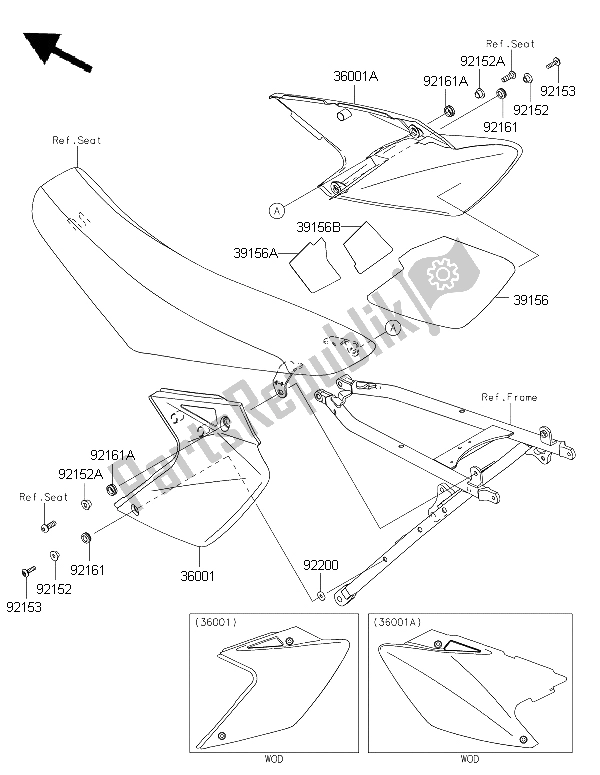 Toutes les pièces pour le Couvercles Latéraux du Kawasaki KLX 450R 2015