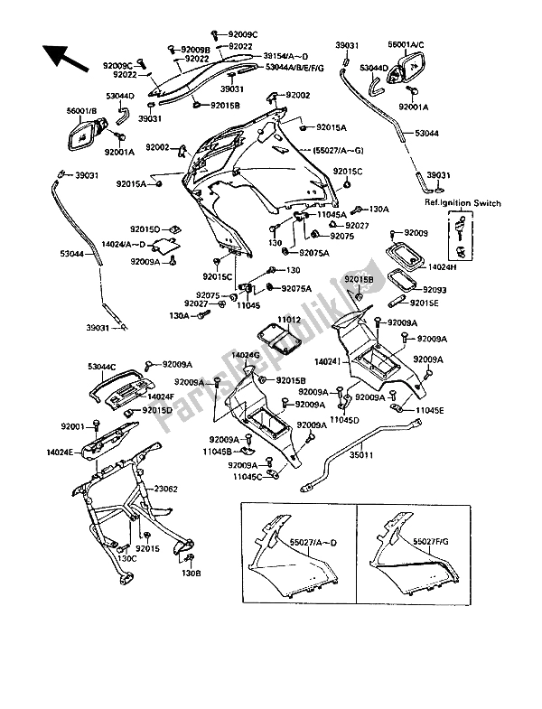 Toutes les pièces pour le Capot du Kawasaki 1000 GTR 1987