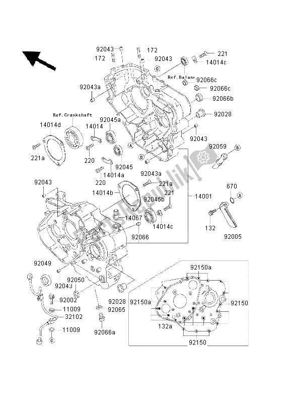 All parts for the Crankcase of the Kawasaki KLR 650 2001