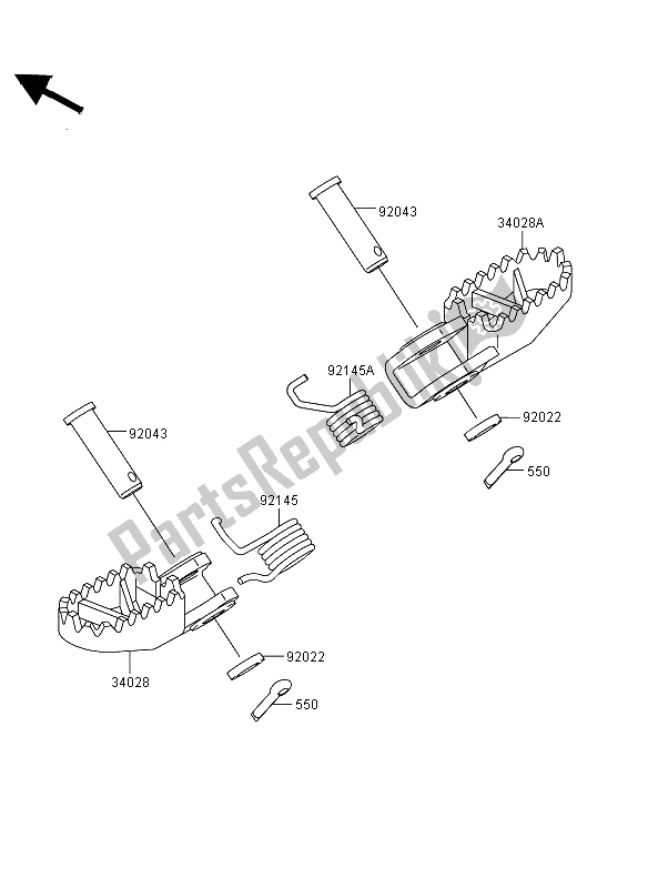 All parts for the Footrests of the Kawasaki KX 65 2013