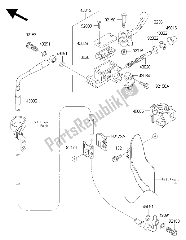 All parts for the Front Master Cylinder of the Kawasaki KX 85 SW 2015