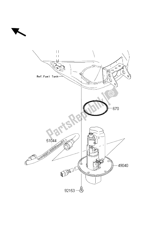 All parts for the Fuel Pump of the Kawasaki Ninja ZX 10 RR 1000 2004