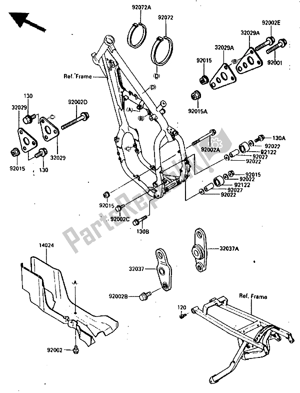 Toutes les pièces pour le Montage De Cadre du Kawasaki KX 250 1987