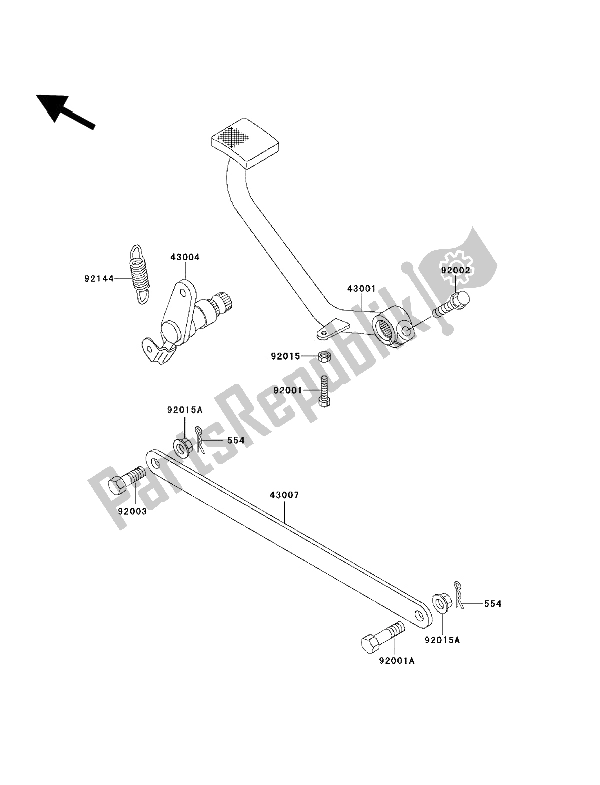 Tutte le parti per il Pedale Del Freno del Kawasaki EN 500 1993