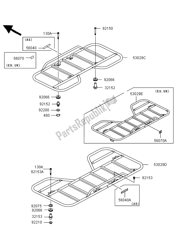 All parts for the Carrier of the Kawasaki KVF 360 4X4 2010