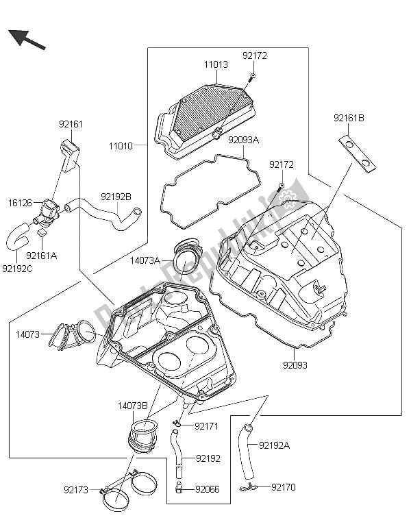 Tutte le parti per il Filtro Dell'aria del Kawasaki ER 6N 650 2016