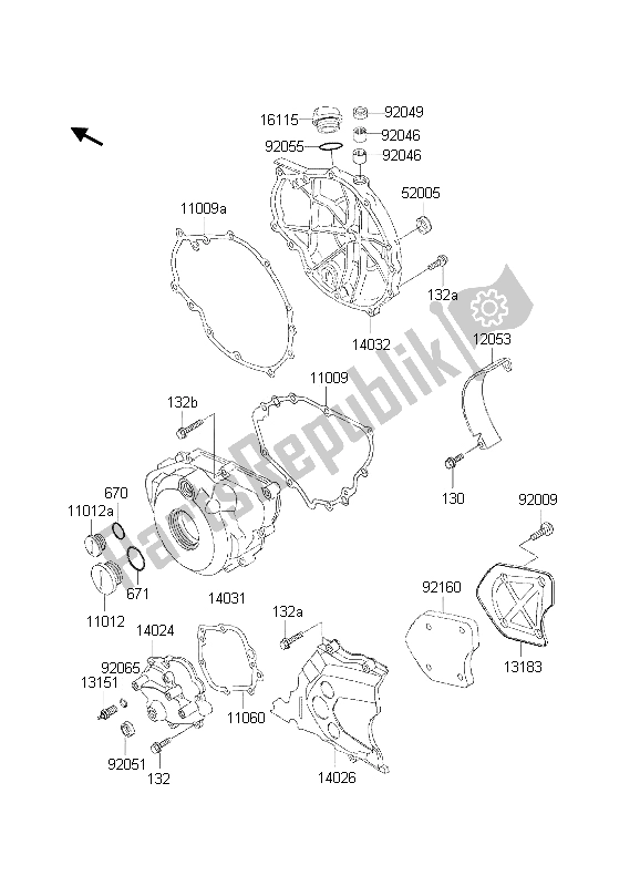 Tutte le parti per il Coperchio Del Motore del Kawasaki KLE 500 2002