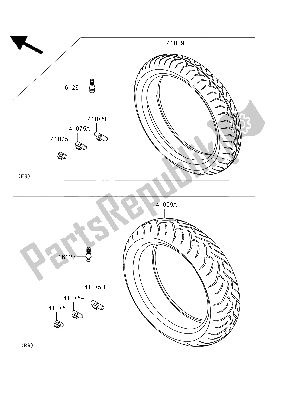 All parts for the Tires of the Kawasaki Versys ABS 650 2009