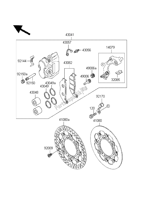 All parts for the Front Brake of the Kawasaki KX 125 1995
