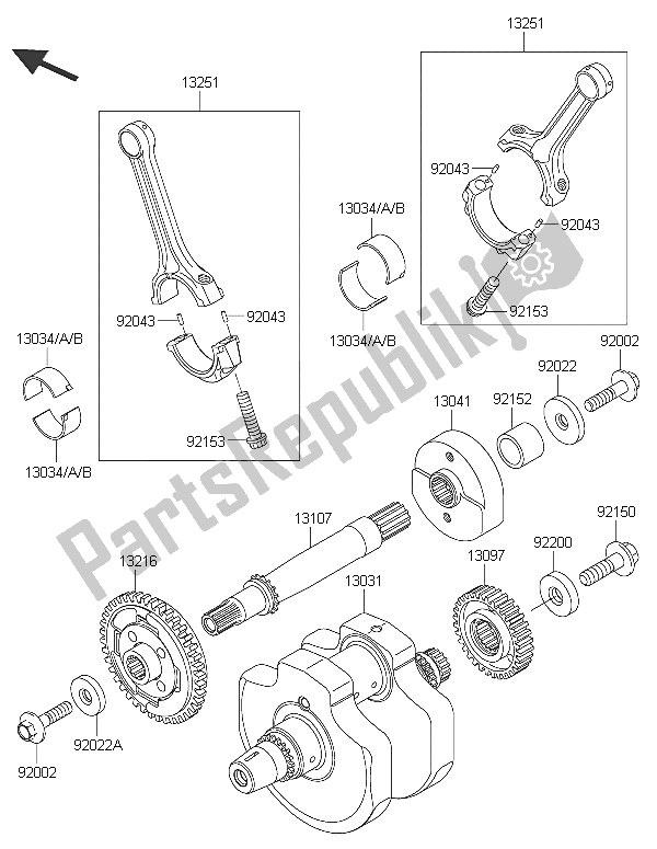 All parts for the Crankshaft of the Kawasaki Vulcan 900 Custom 2016