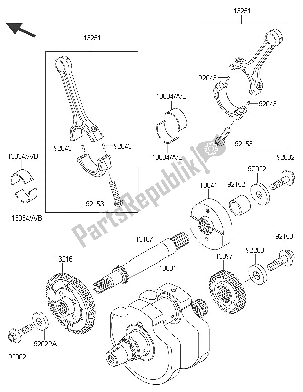 All parts for the Crankshaft of the Kawasaki Vulcan 900 Custom 2016