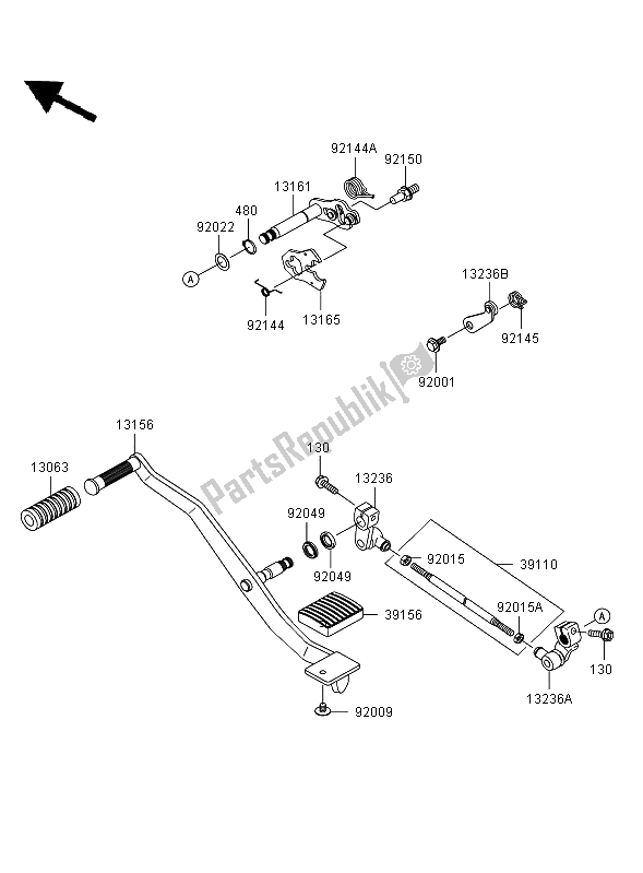 All parts for the Gear Change Mechanism of the Kawasaki VN 900 Classic 2009