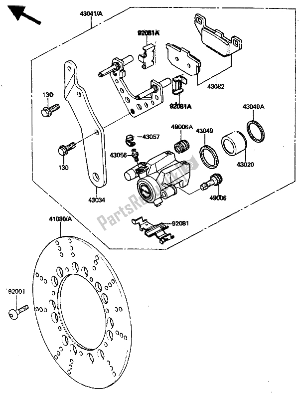 Tutte le parti per il Pinza Posteriore del Kawasaki ZN 1300 1986