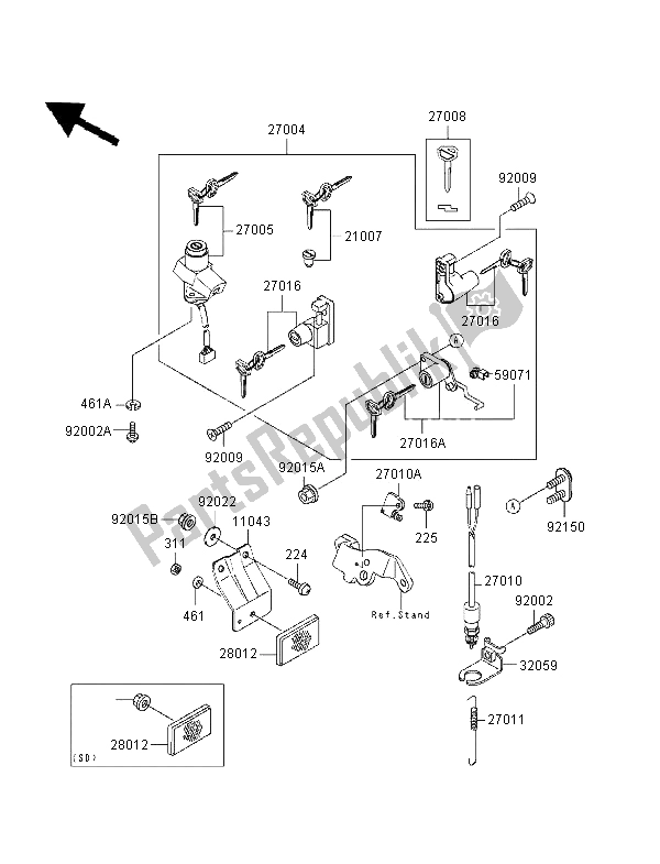 Todas as partes de Chave De Ignição do Kawasaki GPZ 500S UK 1996