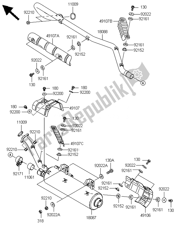 Tutte le parti per il Silenziatore (s) del Kawasaki Brute Force 650 4X4I 2014