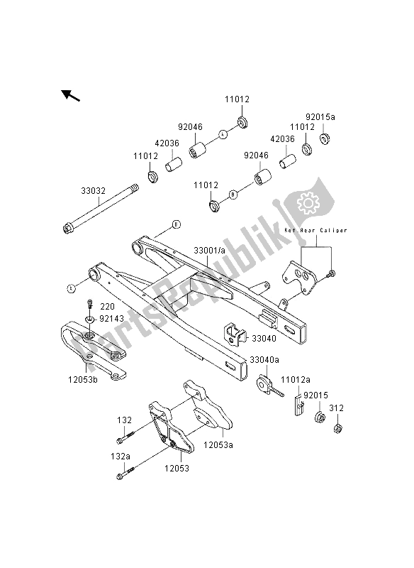 Toutes les pièces pour le Bras Oscillant du Kawasaki KX 80 SW LW 1997