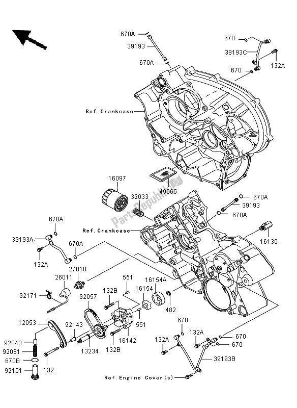 All parts for the Oil Pump of the Kawasaki KVF 750 4X4 2008