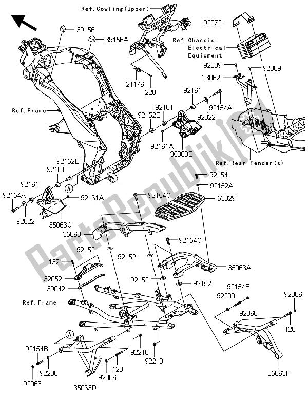 All parts for the Frame Fittings of the Kawasaki Versys 1000 2014