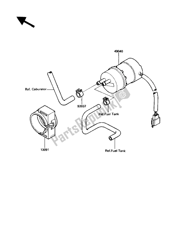 Alle onderdelen voor de Benzine Pomp van de Kawasaki ZG 1200 B1 1990