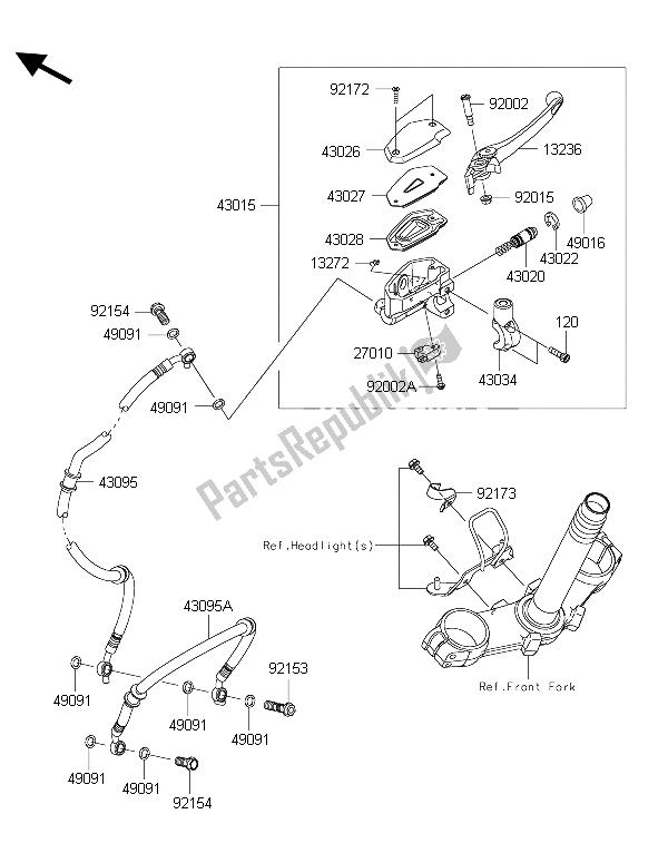 Todas as partes de Cilindro Mestre Dianteiro do Kawasaki Z 800 2015