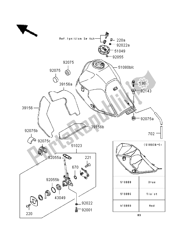 Toutes les pièces pour le Réservoir D'essence du Kawasaki KLR 650 1996