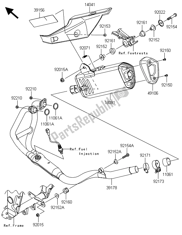 All parts for the Muffler(s) of the Kawasaki Ninja 300 ABS 2013