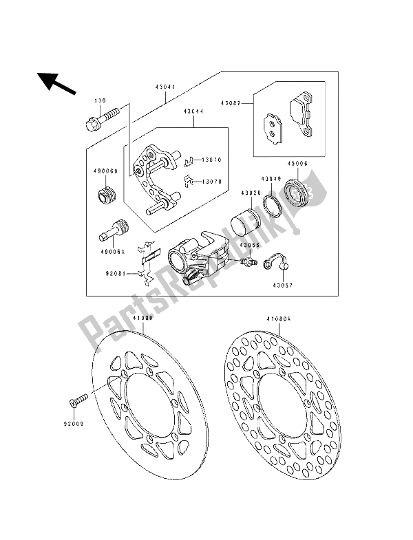 All parts for the Front Brake of the Kawasaki KX 100 1992