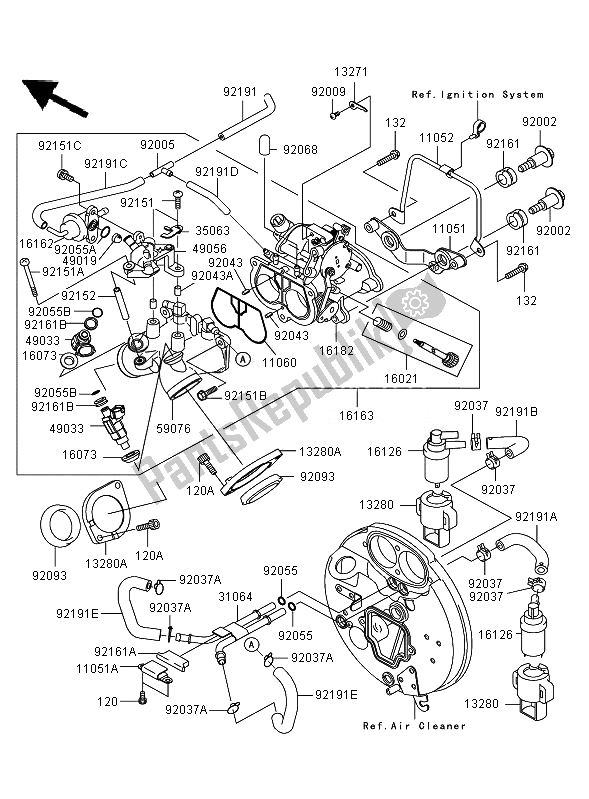 Todas as partes de Acelerador do Kawasaki VN 1600 Mean Streak 2007