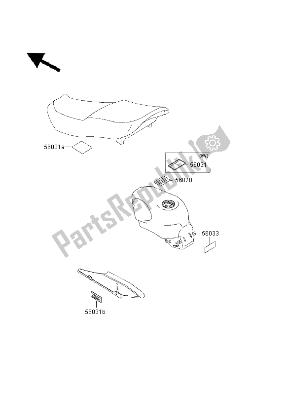 Todas las partes para Etiquetas de Kawasaki ZZR 600 2003