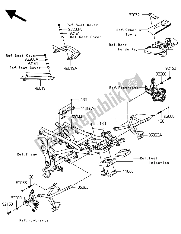 Toutes les pièces pour le Ferrures De Cadre du Kawasaki Versys ABS 650 2010