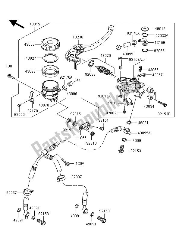 Wszystkie części do Przedni Cylinder G?ówny Kawasaki Ninja ZX 6R 600 2012