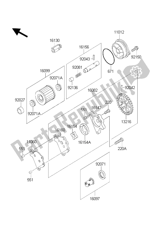 All parts for the Oil Pump of the Kawasaki KLR 650C 2004