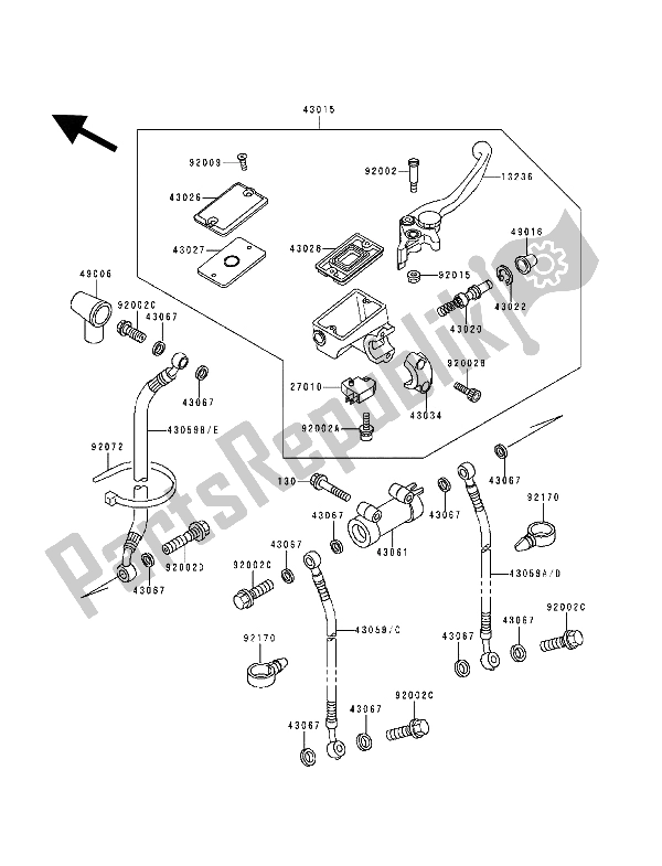 All parts for the Front Master Cylinder of the Kawasaki ZZ R 600 1993