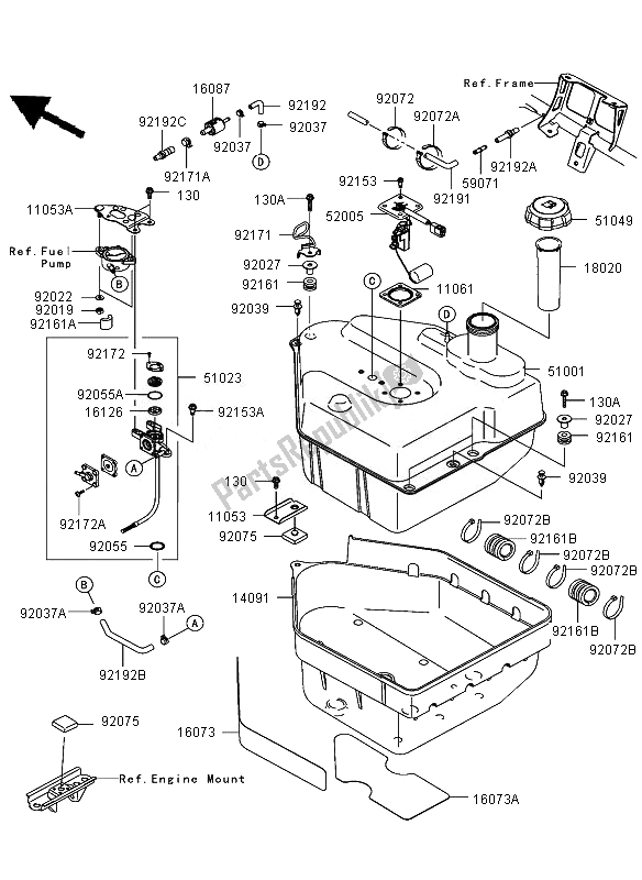 Tutte le parti per il Serbatoio Di Carburante del Kawasaki KVF 750 4X4 2007