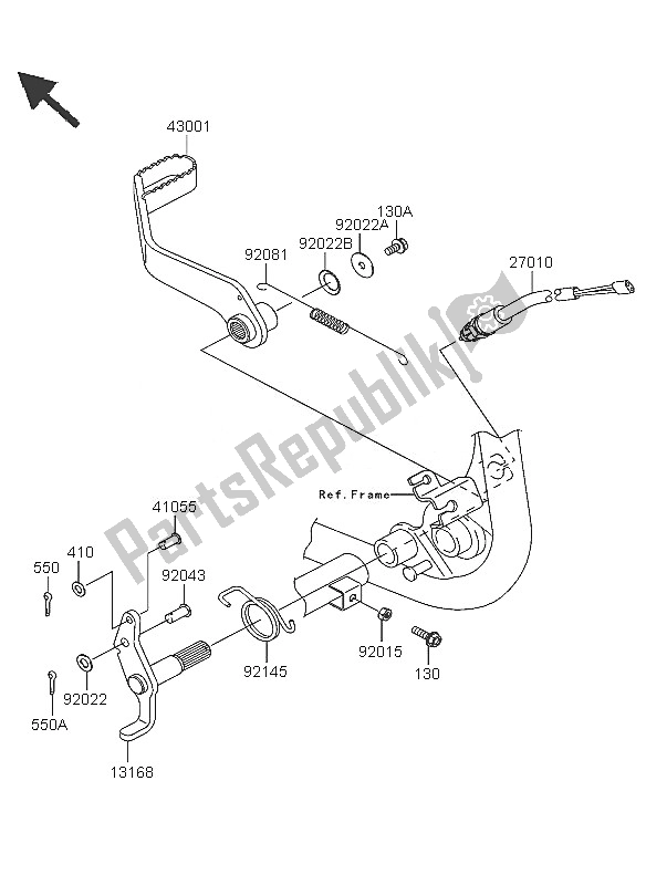 Tutte le parti per il Pedale Del Freno del Kawasaki KFX 700 2005