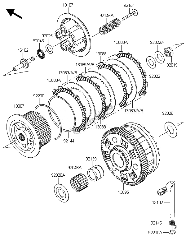 All parts for the Clutch of the Kawasaki ZX 1000 SX ABS 2014