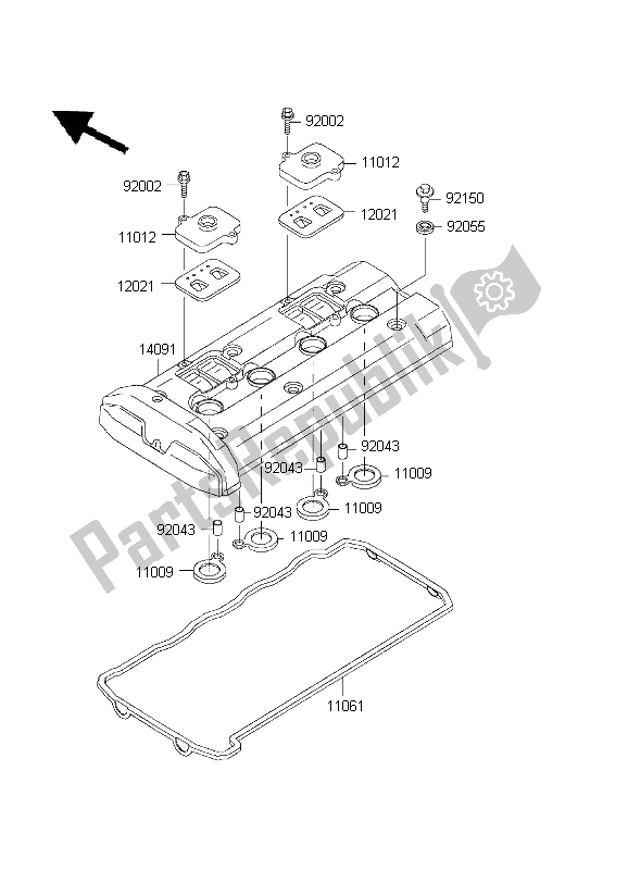 All parts for the Cylinder Head Cover of the Kawasaki ZRX 1200 2001