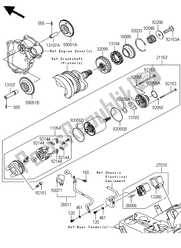 Tutte le parti per il Motorino Di Avviamento del Kawasaki Ninja ZX 6R 600 2008