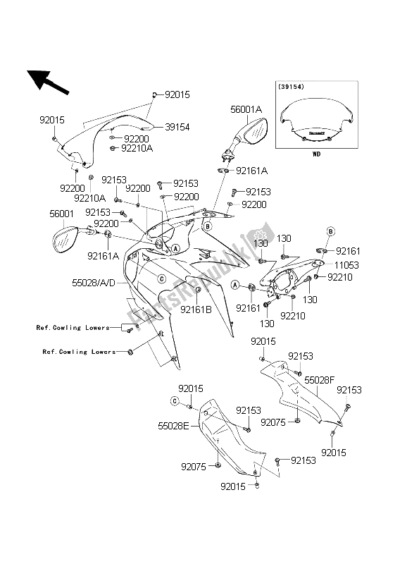 Todas las partes para Cubierta de Kawasaki Ninja ZX 6R 600 2003