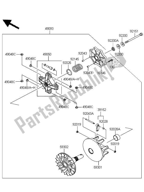 All parts for the Drive Converter of the Kawasaki KFX 700 KSV 700B6F 2006